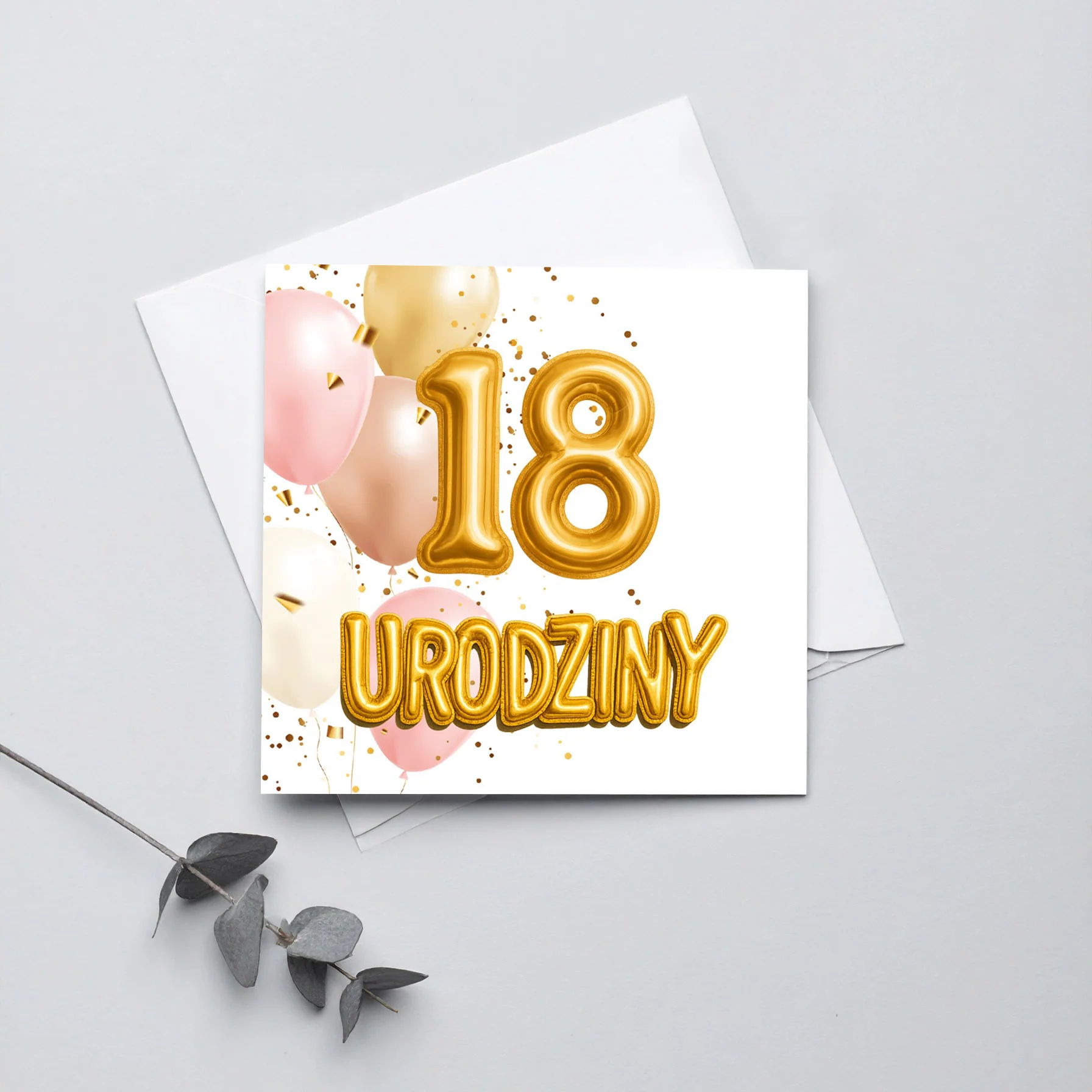 Zaproszenie na 18 urodziny 15x15 z kopertą - Balony - Image 3